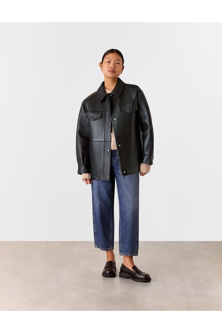 Clean Bonded Leather Jacket, Alternate, color, Black