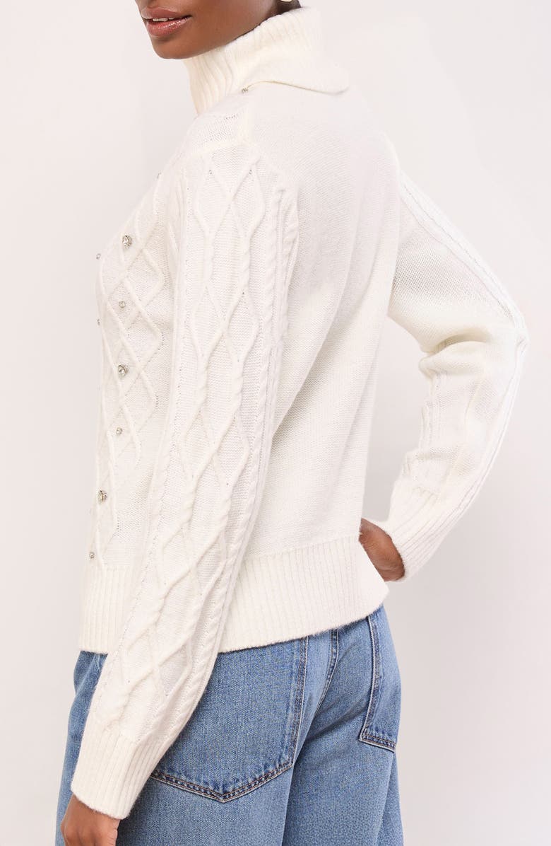 Lipsy Embellished Cable Stitch Sweater, Alternate, color, Ivory