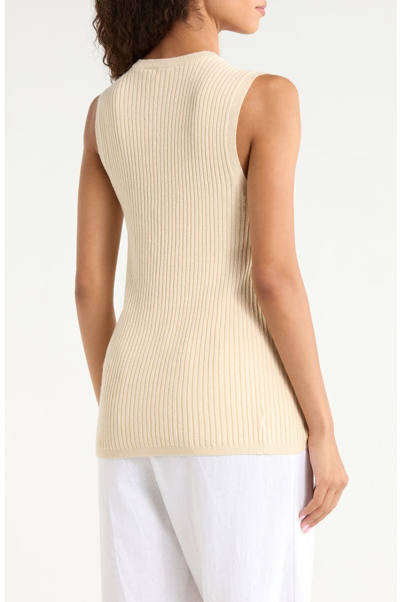 Miramar Rib Knit Linen & Cotton Blend Button-Up Sweater Tank, Alternate, color, SUMMER SAND