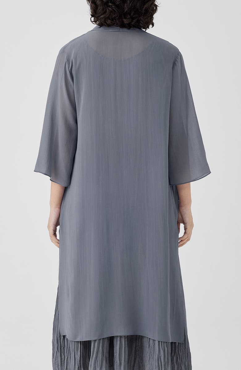 Eileen Fisher Open Front Silk Chiffon Jacket, Alternate, color, Steel