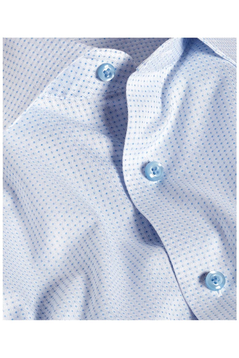 Trim Fit Geometric Dress Shirt, Alternate, color, WHITE/ SKY