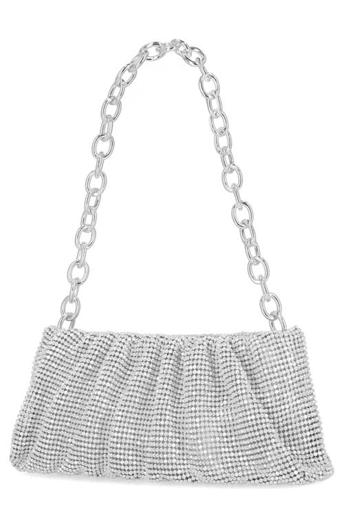 Jessica Mcclintock Nixie Crystal Mesh Clutch In Silver
