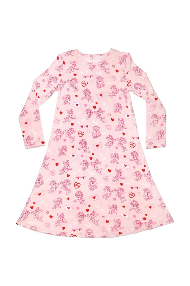 Kids' PAW Patrol Valentine's Pink Long Sleeve Dress, Main, color, PAW Valentine Pink