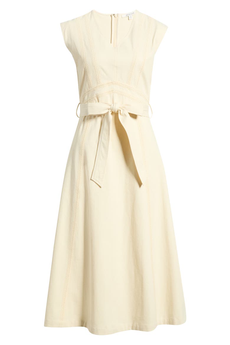 Stitch Tie Waist Midi Dress, Alternate, color, CREAM