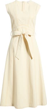 ZOE AND CLAIRE Stitch Tie Waist Midi Dress