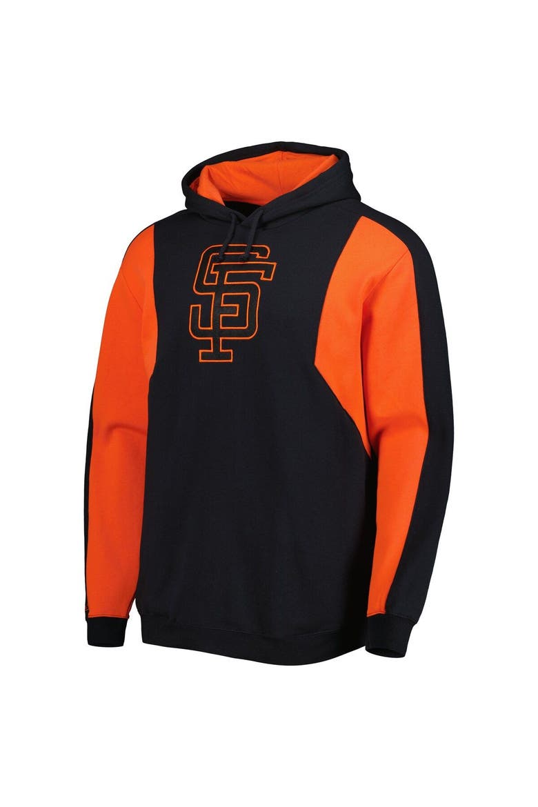 Men's Mitchell & Ness Black/Orange San Francisco Giants Colorblocked Fleece Pullover Hoodie, Alternate, color, Black