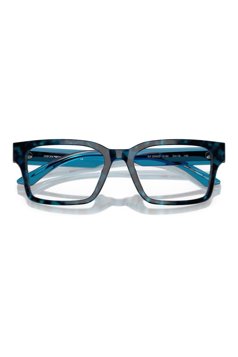 52mm Rectangle Optical Glasses, Alternate, color, HAVANA BLUE / DEMO LENS