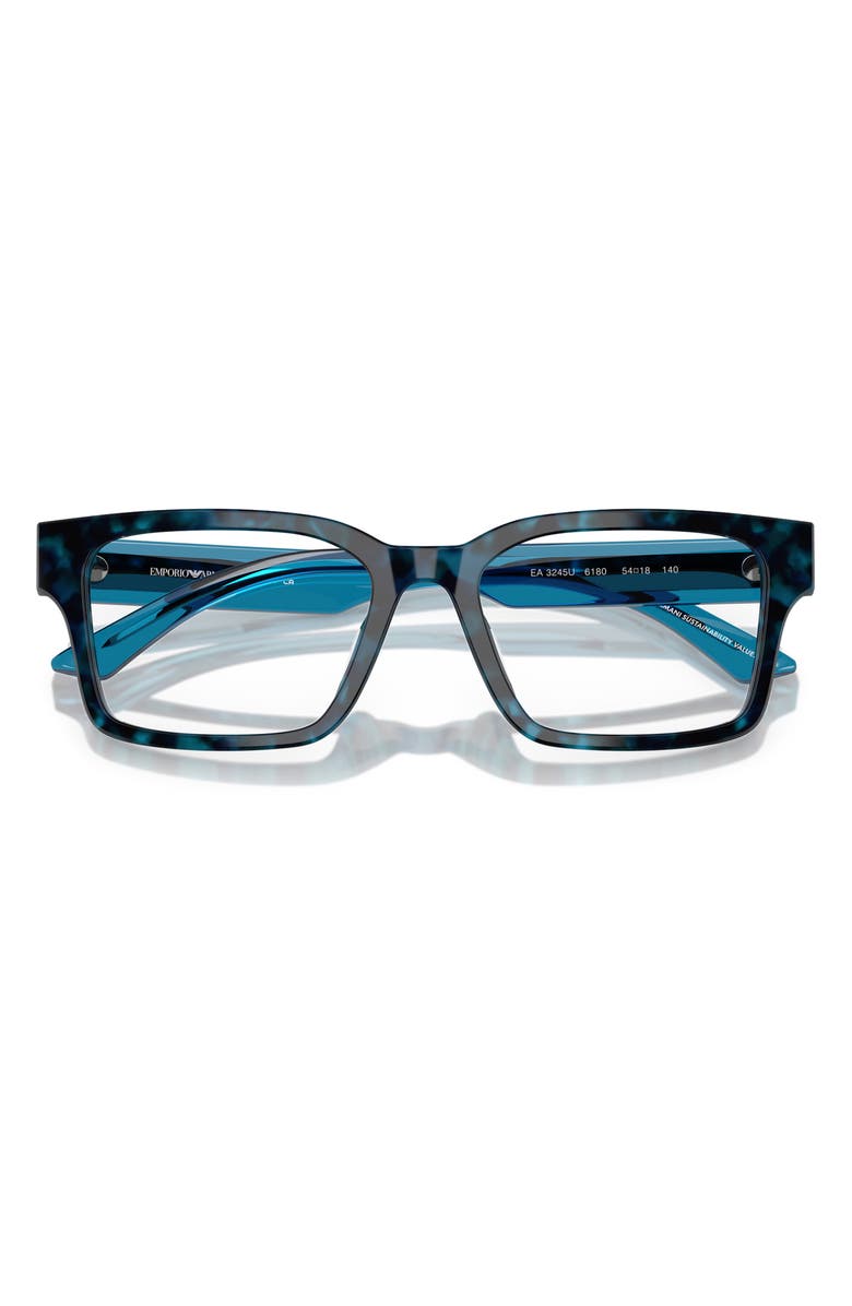 Emporio Armani 52mm Rectangle Optical Glasses, Alternate, color, Havana Blue / Demo Lens