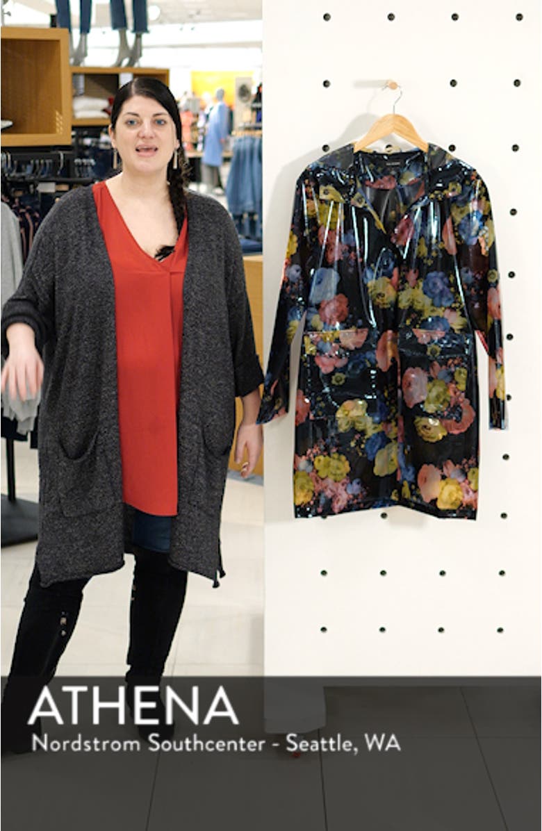 Floral Print Translucent Hooded Rain Jacket, sales video thumbnail