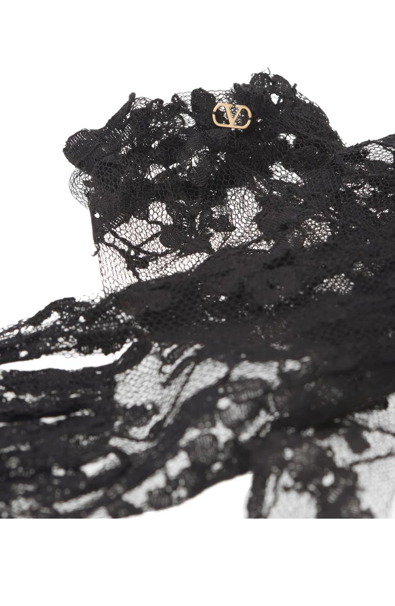 Valentino Garavani VLOGO Sheer Floral Lace Gloves, Alternate, color, N06 Nero/ Oro
