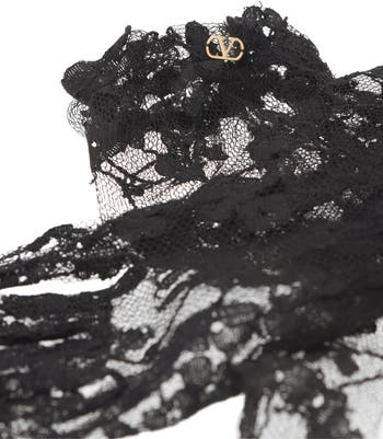 手袋 Valentino Garavani Black Mesh Gloves VALENTINO GARAVANI Embellished cotton-blend fishnet gloves