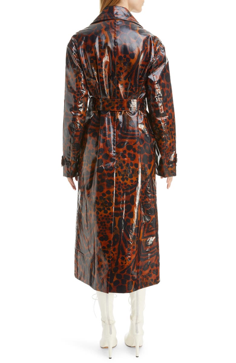 Dries Van Noten Ronas Leopard Print Laminated Cotton Drill Trench Coat, Alternate, color, 