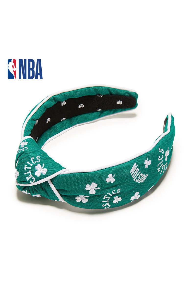 Lele Sadoughi NBA Boston Celtics Embroidered Headband, Main, color, 
