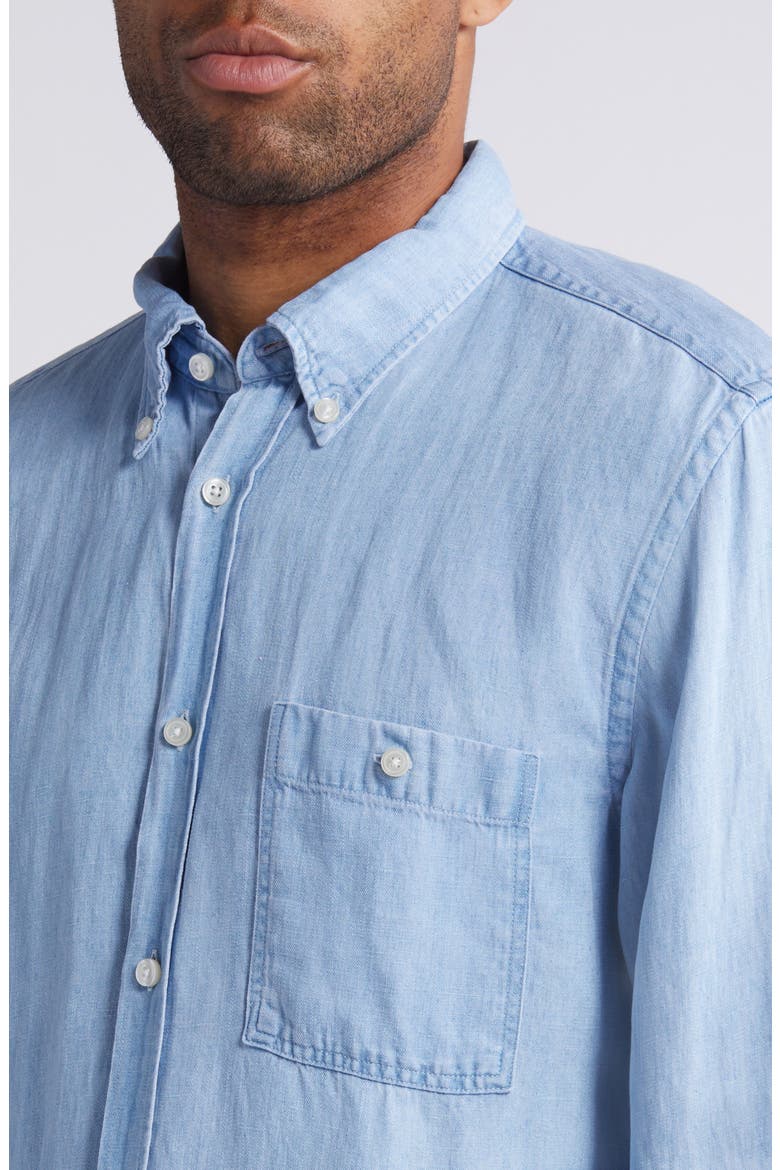 Roan Chambray Button-Down Shirt, Alternate, color, OPEN BLUE