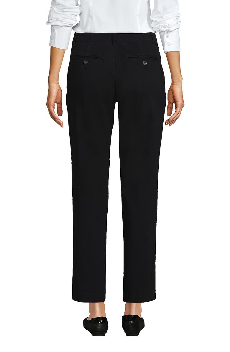 Lands' End Mid Rise Classic Straight Leg Chino Ankle Pants, Alternate, color, Black