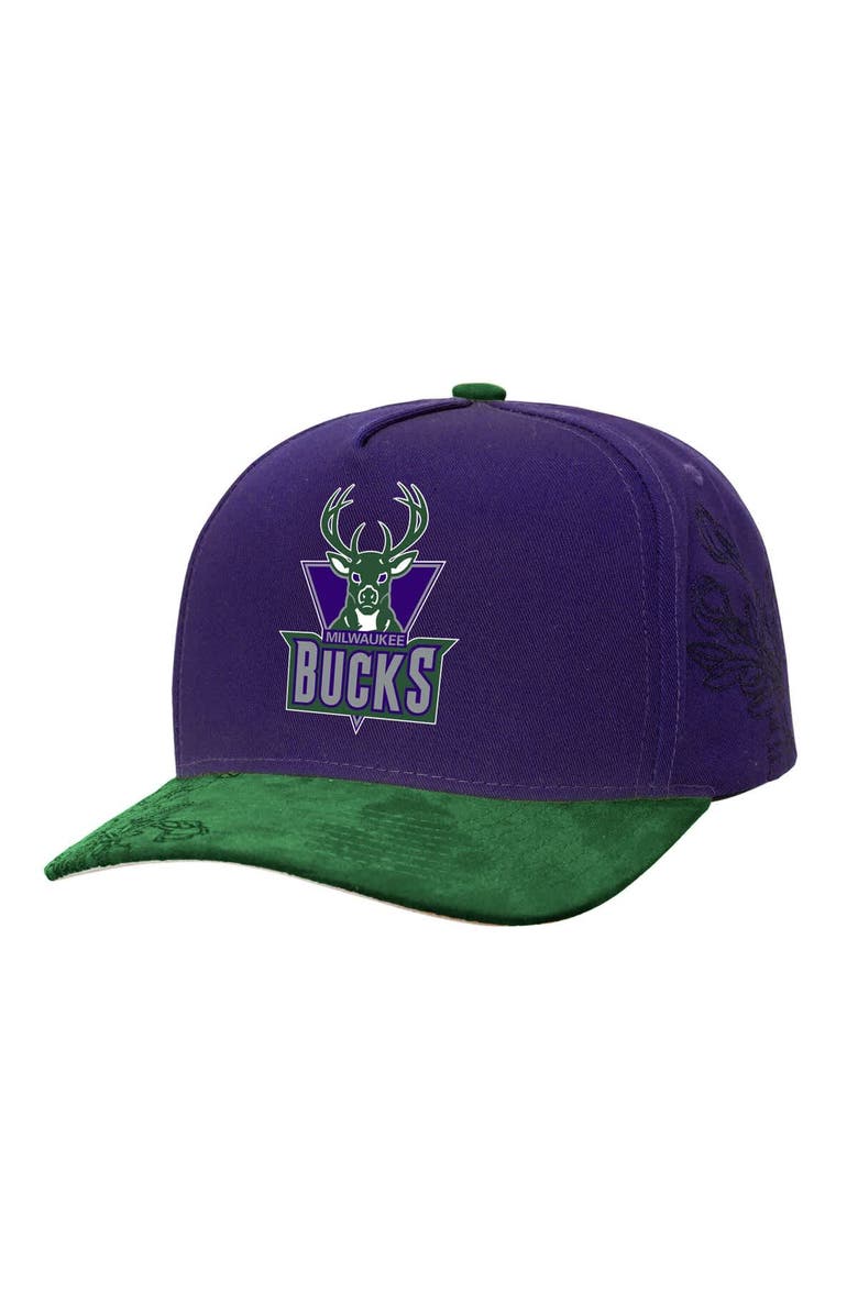 Mitchell & Ness Men's Mitchell & Ness Purple/Green Milwaukee Bucks May Flowers Adjustable Hat, Main, color, Purple