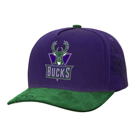Men's Mitchell & Ness  Purple/Green Milwaukee Bucks May Flowers Adjustable Hat