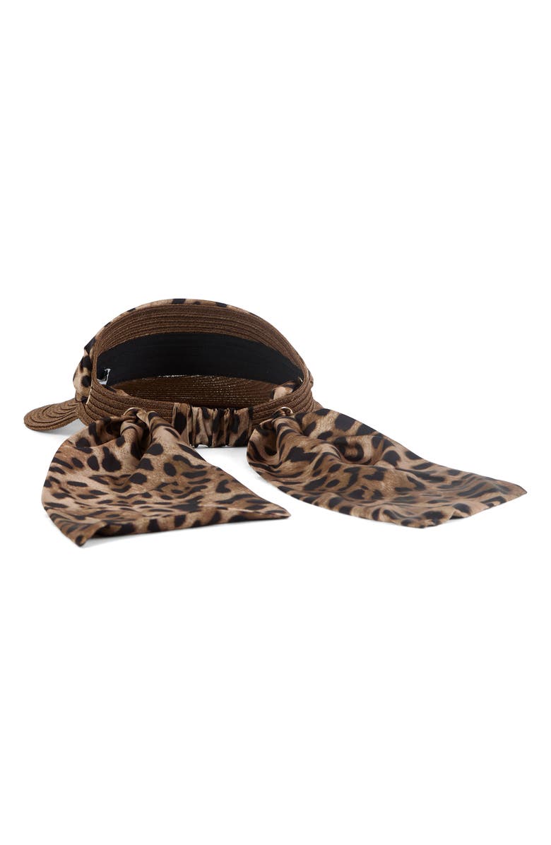 Eugenia Kim Ricky Packable Straw Visor, Alternate, color, Chocolate