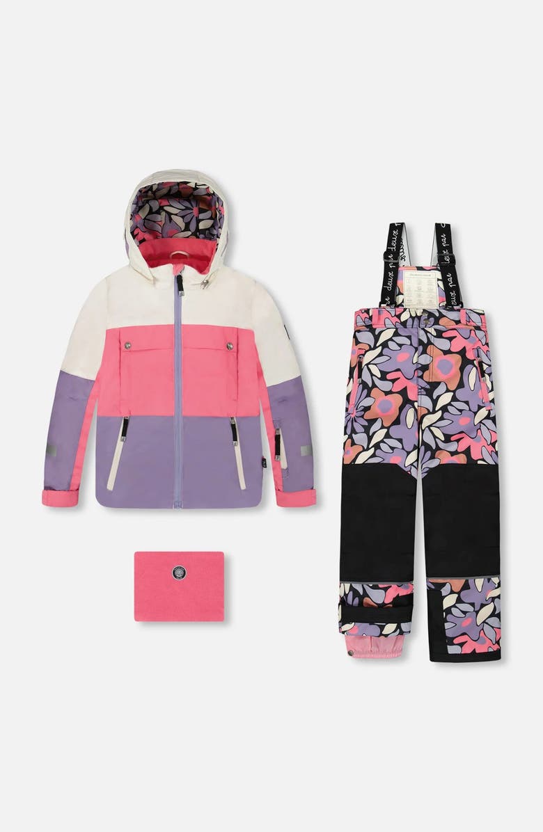 Deux par Deux Two-Piece Teknik Snowsuit Retro Flower, Main, color, Black