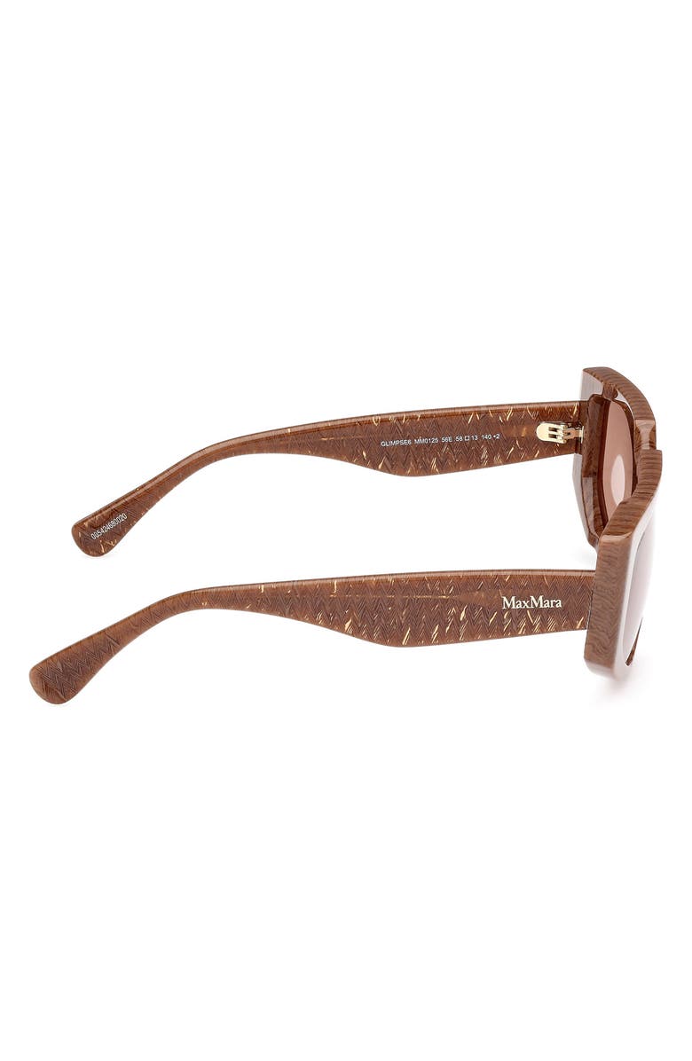 Max Mara 58mm Geometric Sunglasses, Alternate, color, Brown Chevron / Light Brown