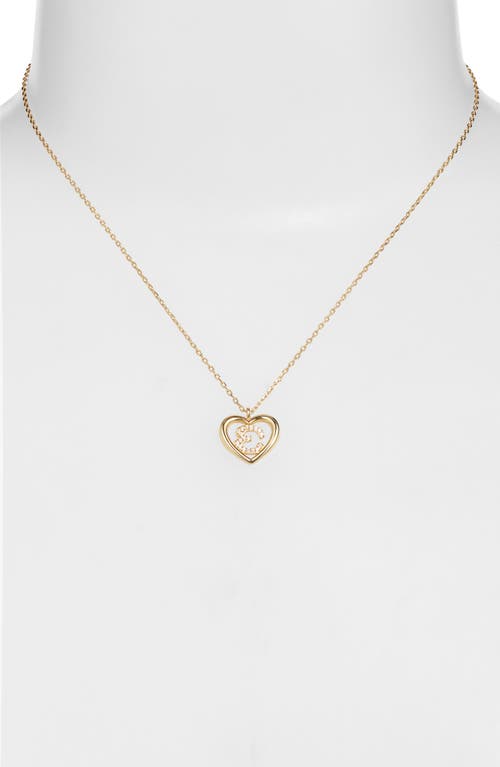 Argento Vivo Sterling Silver Heart Cubic Zirconia Initial Pendant Necklace In Gold
