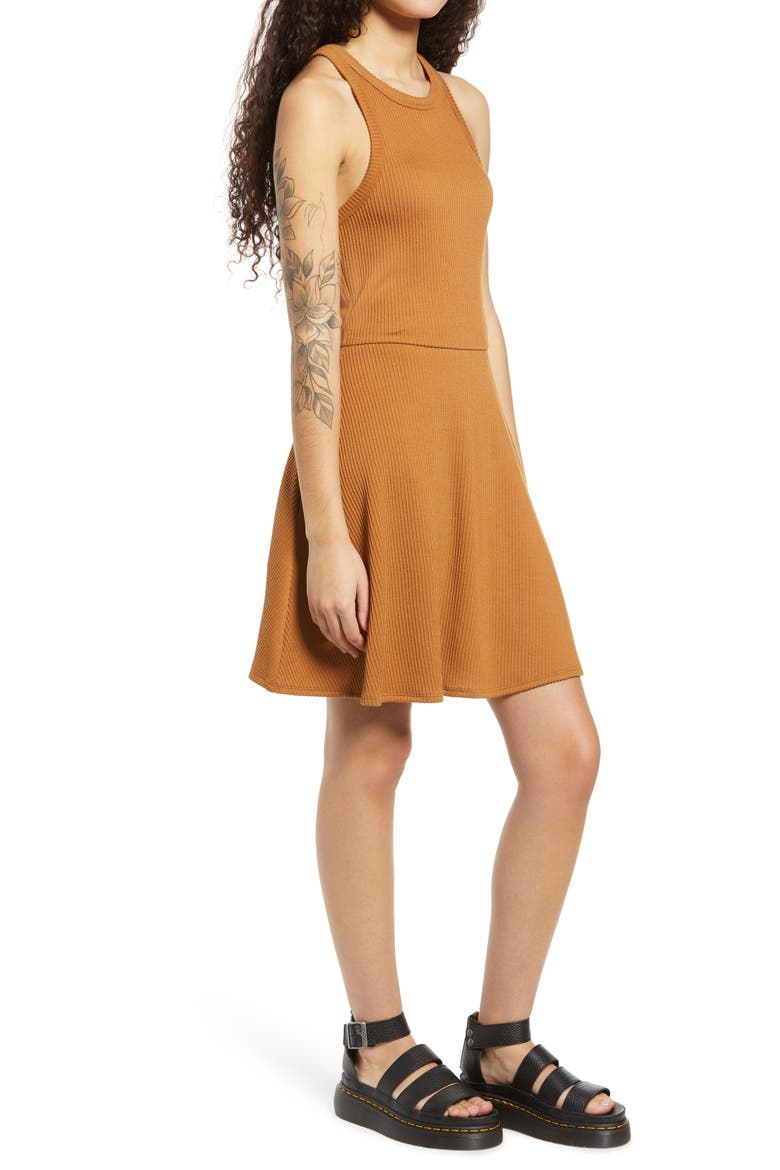 Sleeveless Rib Minidress, Alternate, color, TAN DALE