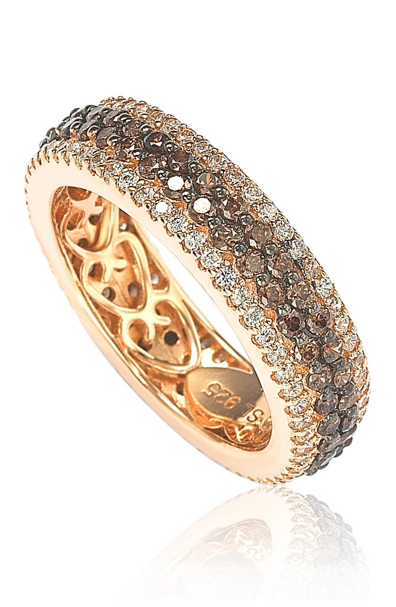 SUZY LEVIAN Sterling Silver Brown & White Pavé Eternity Band, Alternate, color,