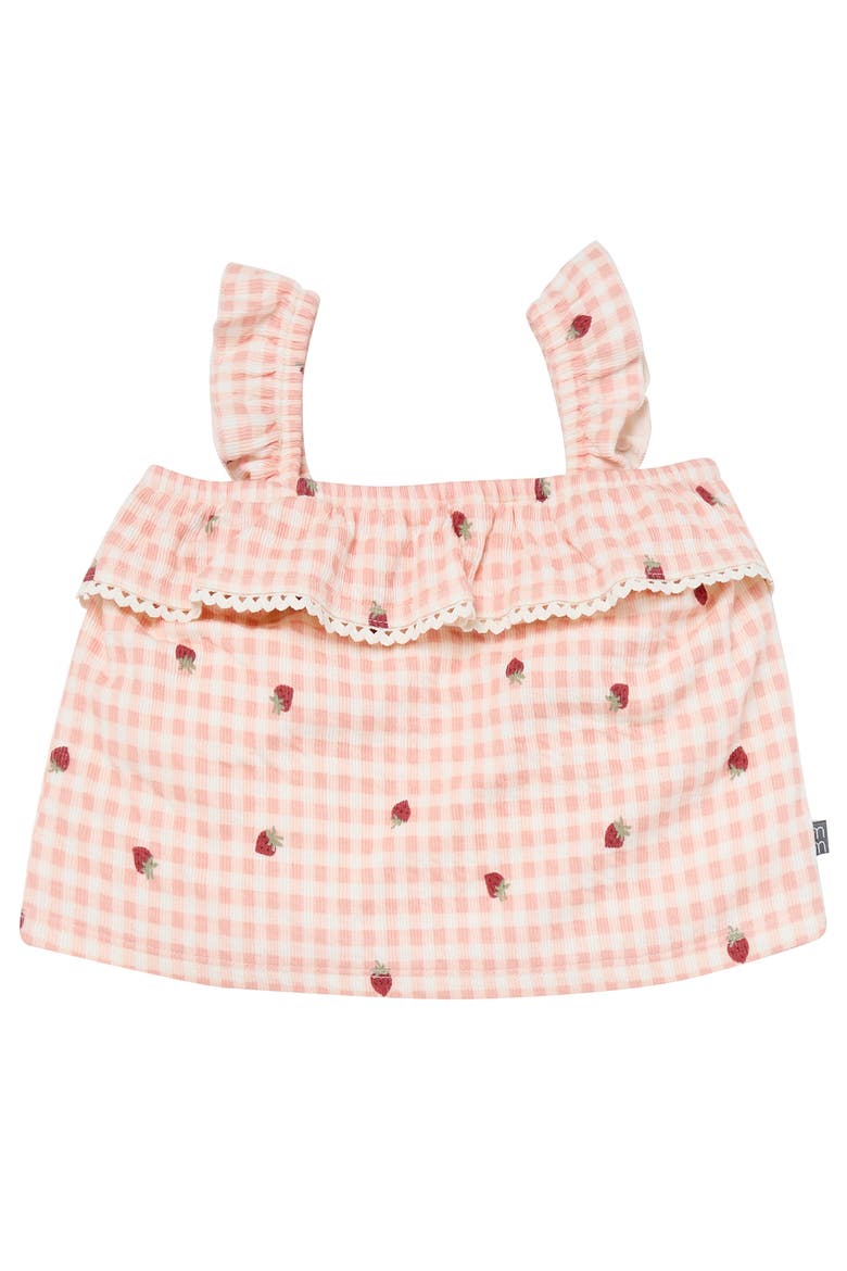 Floral Top and Shorts Set, Alternate, color, Strawberry Gingham