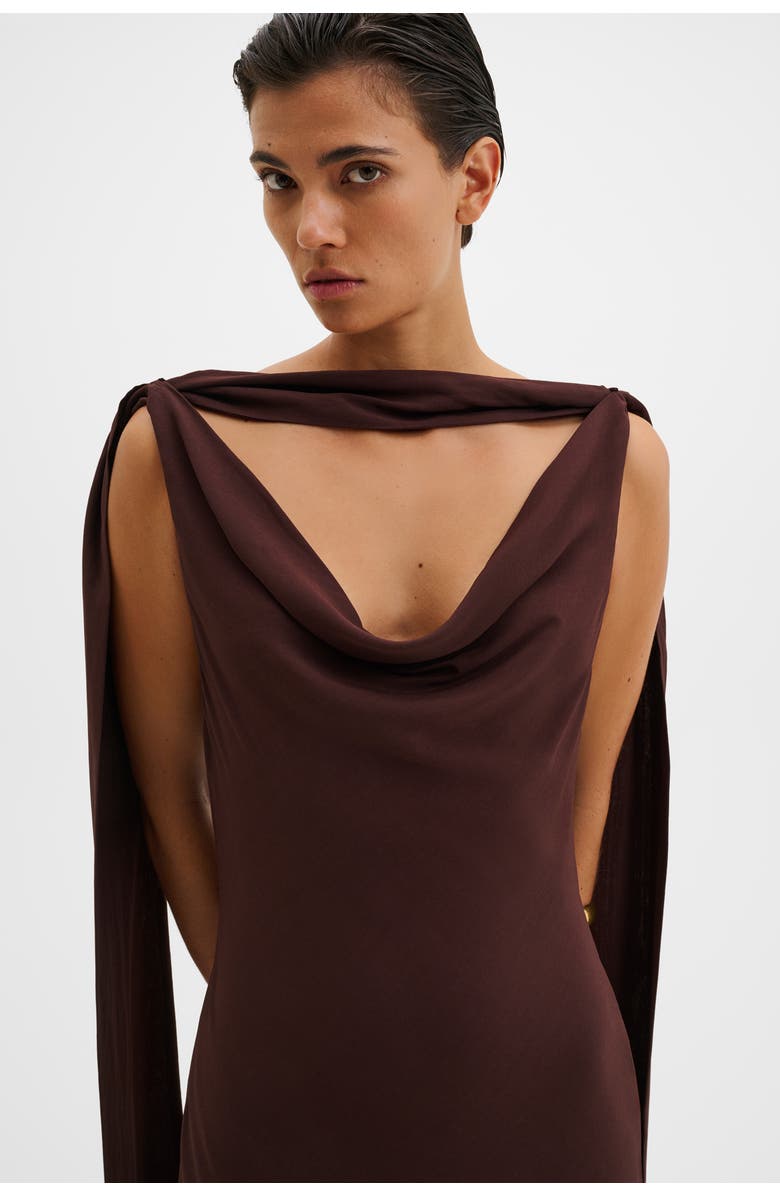 Malina Vida Cowl Neck Scarf Maxi Dress, Alternate, color, Espresso