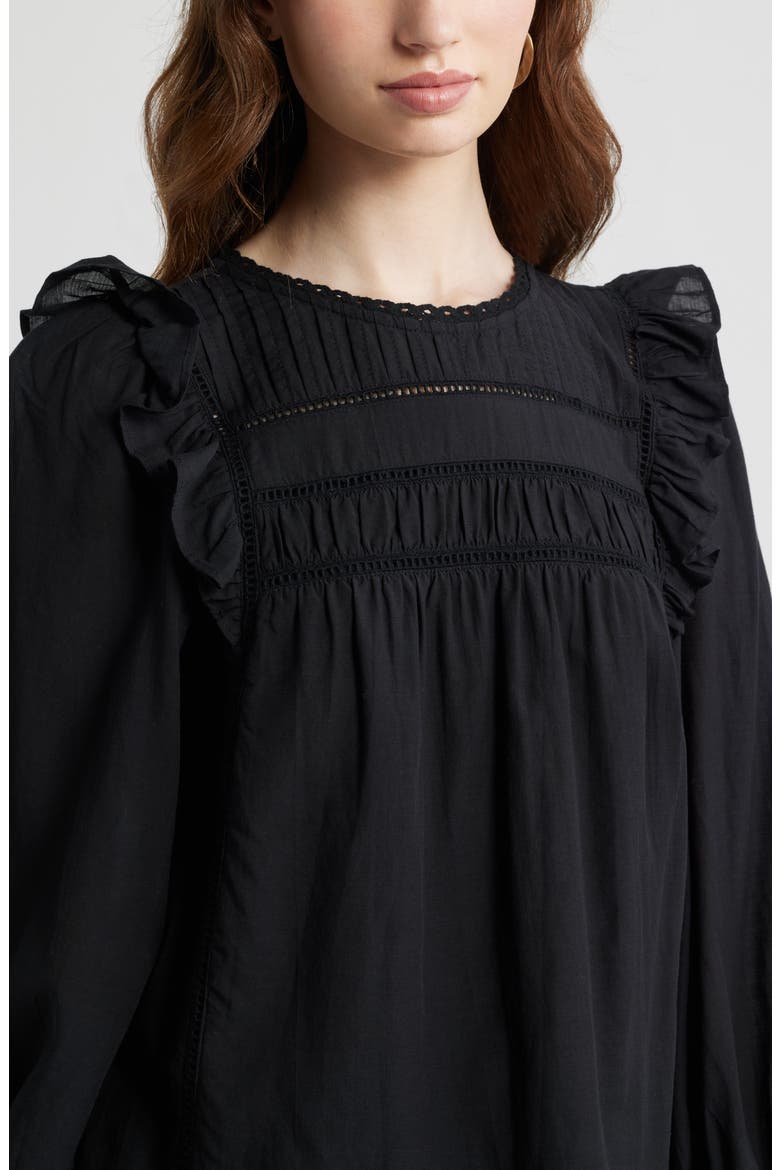 Ladder Cutout Cotton Top, Alternate, color, BLACK