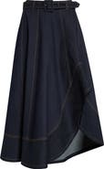 Cinq à Sept Zelda Denim Asymmetric Midi Skirt