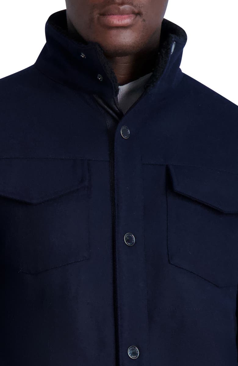 KARL LAGERFELD PARIS Fleece Lined Wool Blend Shirt Jacket, Alternate, color, Navy