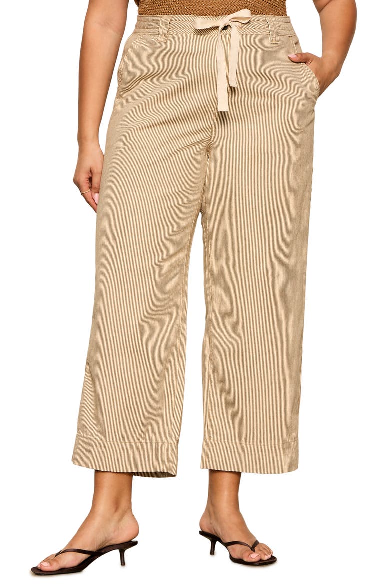 Lily Stripe Crop Pants, Main, color, BROWN