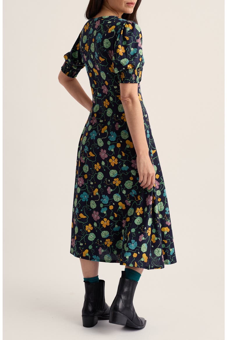 Fenil Floral Print Organic Cotton Blend Midi Dress, Alternate, color, NASTURTIUM PRESS MARITIME
