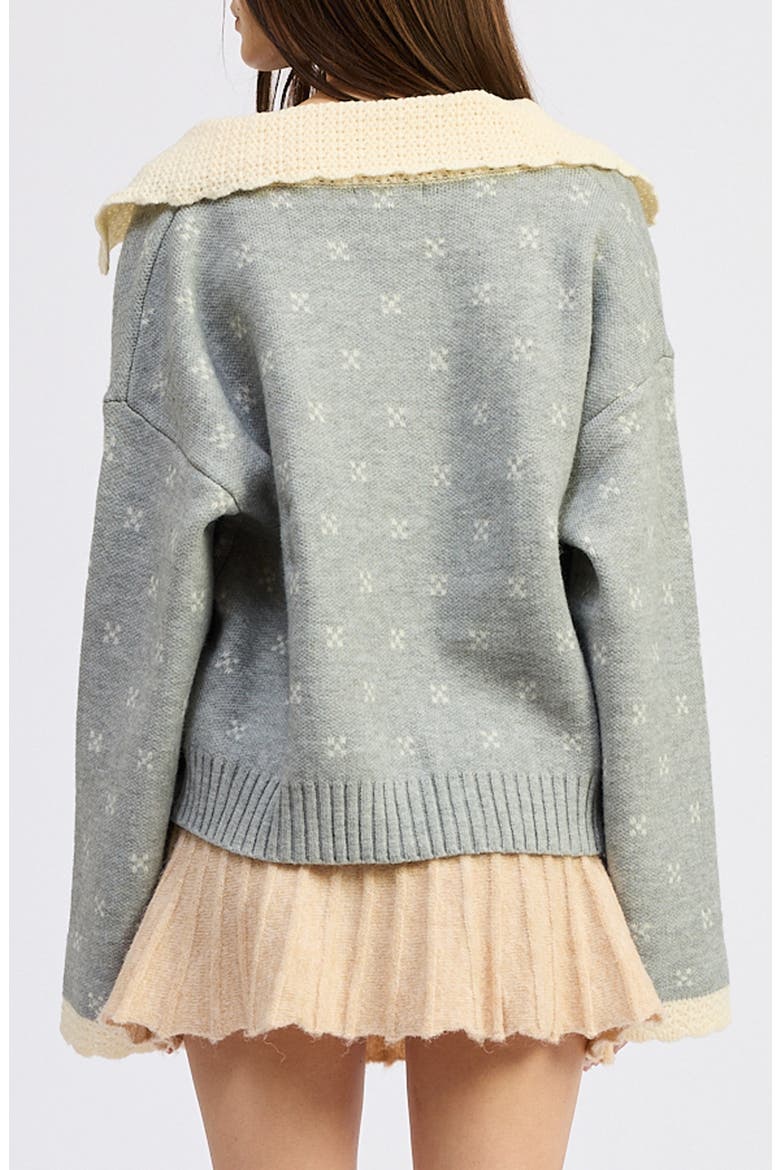 Georgia Contrast Collar Cardigan, Alternate, color, GREY