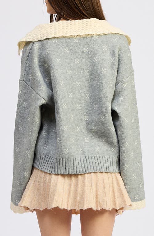 Jacquie The Label Georgia Contrast Collar Cardigan In Gray