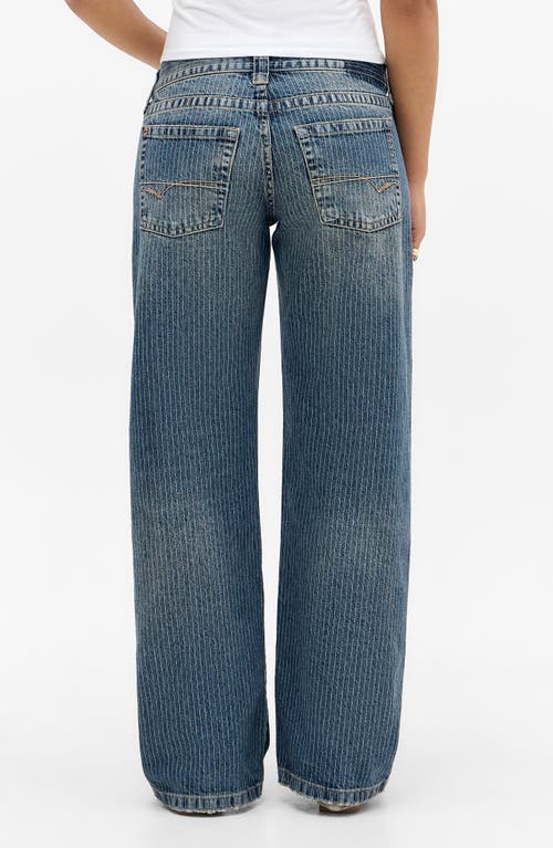Bdg Urban Outfitters Kayla Pinstripe Low Rise Wide Leg Jeans In Blue