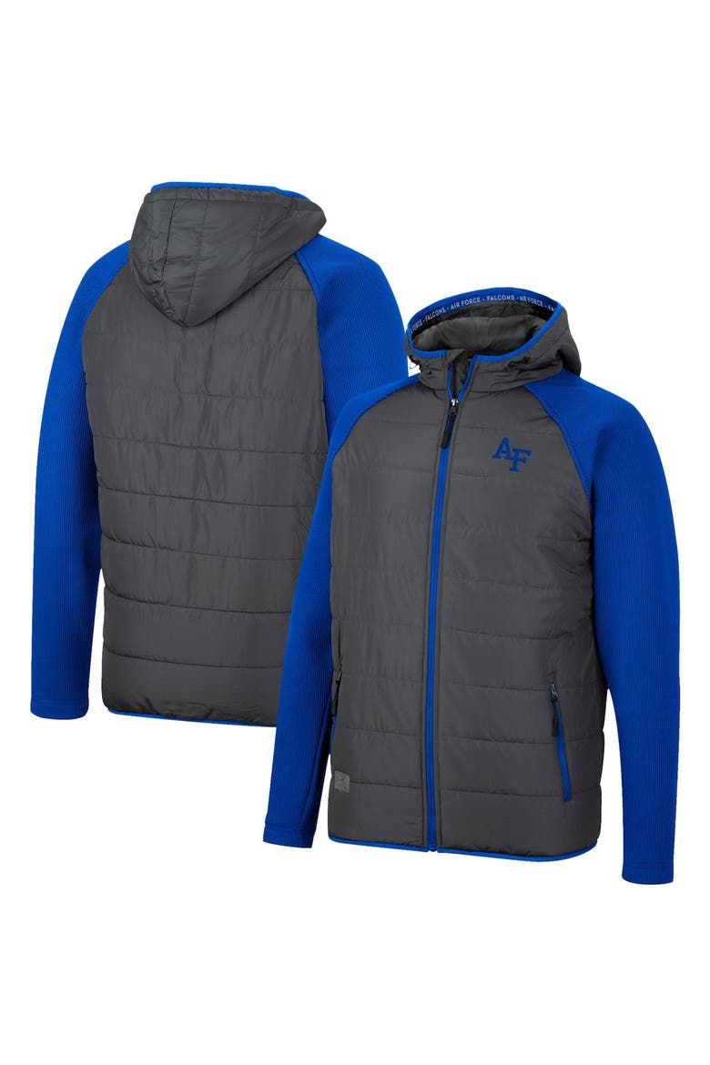 Men's Colosseum Charcoal/Royal Air Force Falcons Good On You Raglan Full-Zip Jacket, Main, color, Charcoal