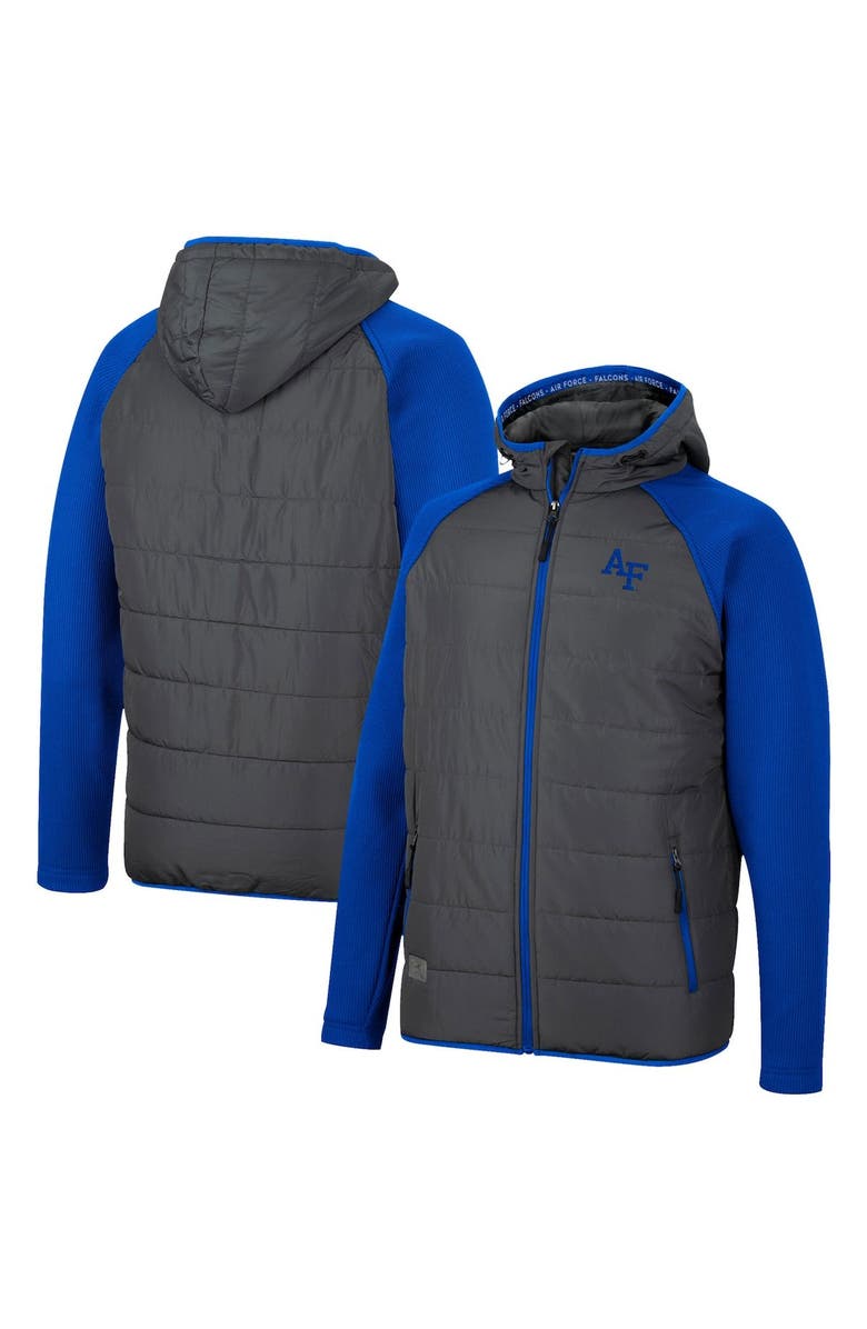 COLOSSEUM Men's Colosseum Charcoal/Royal Air Force Falcons Good On You Raglan Full-Zip Jacket, Main, color, Charcoal