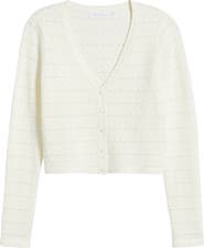 All in Favor Pointelle V-Neck Crop Cardigan