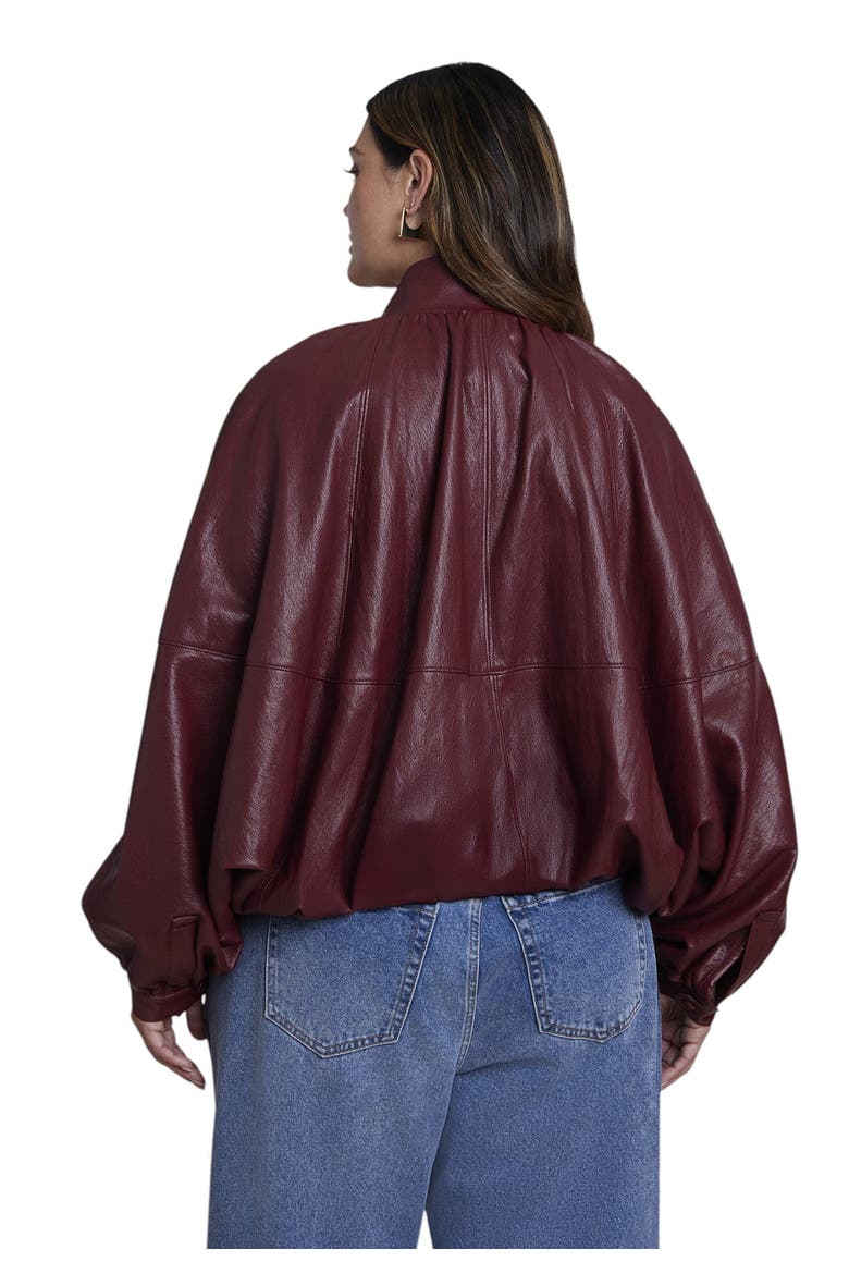 Faux Leather Cocoon Jacket (plus), Alternate, color, CABERNET