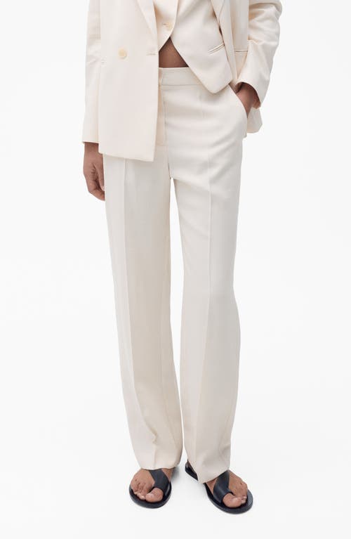 Mango Tempo Straight Leg Pants In Ecru