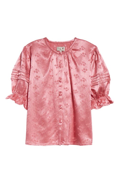 Mille Fayette Cotton Button-up Top In Geranium