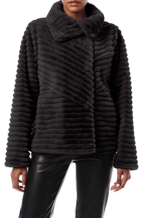 Grooved Faux Fur Jacket