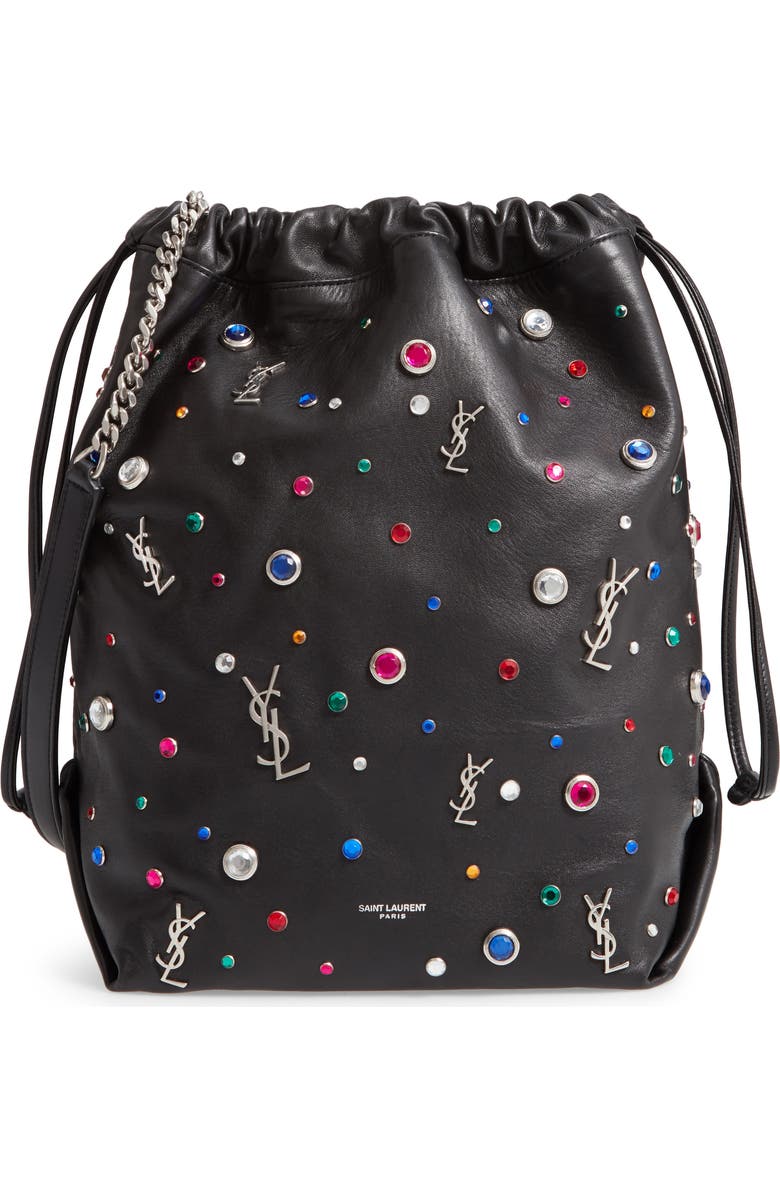 Saint Laurent Teddy Studded Leather Bucket Bag, Main, color,