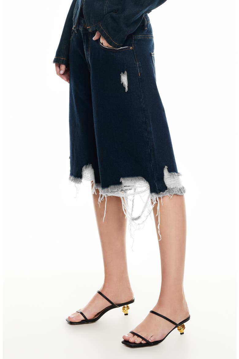Banks Ripped Denim Bermuda Shorts, Alternate, color, INDIGO