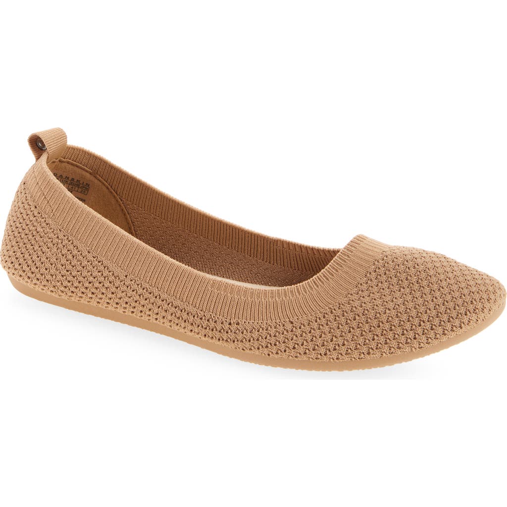 Danskin Knit Ballerina Flat In Camel