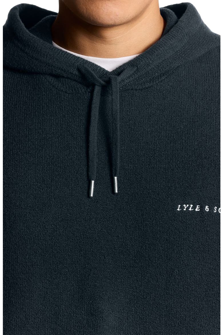 Script Long Sleeve Knitted Hoodie, Alternate, color, Dark Navy