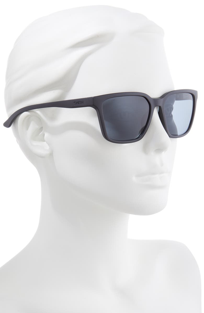 Smith Shoutout Core 57mm Polarized Sunglasses, Alternate, color, Matte Black / Polar Gray Green