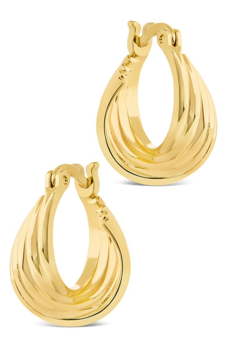 Sterling Forever Brigitta Woven Twist Hoop Earrings, Alternate, color, Gold